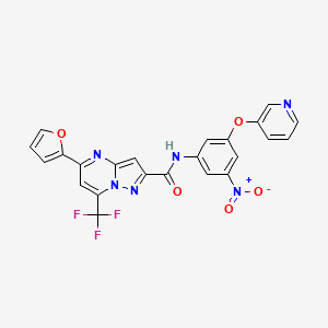 molecular formula C23H13F3N6O5 B3454133 5-(furan-2-yl)-N-[3-nitro-5-(pyridin-3-yloxy)phenyl]-7-(trifluoromethyl)pyrazolo[1,5-a]pyrimidine-2-carboxamide 