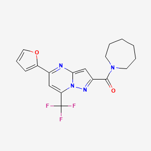 molecular formula C18H17F3N4O2 B3454148 2-(1-azepanylcarbonyl)-5-(2-furyl)-7-(trifluoromethyl)pyrazolo[1,5-a]pyrimidine 