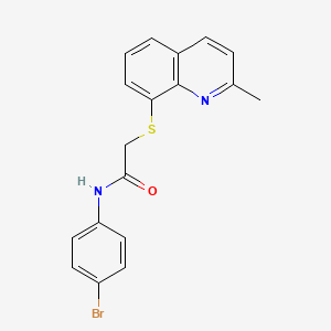 molecular formula C18H15BrN2OS B3454188 N-(4-bromophenyl)-2-(2-methylquinolin-8-yl)sulfanylacetamide 