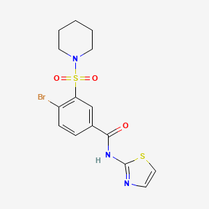 molecular formula C15H16BrN3O3S2 B3454216 4-BROMO-3-(PIPERIDINE-1-SULFONYL)-N-(1,3-THIAZOL-2-YL)BENZAMIDE 