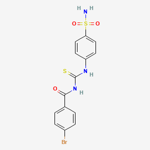 molecular formula C14H12BrN3O3S2 B3454229 N-({[4-(aminosulfonyl)phenyl]amino}carbonothioyl)-4-bromobenzamide 