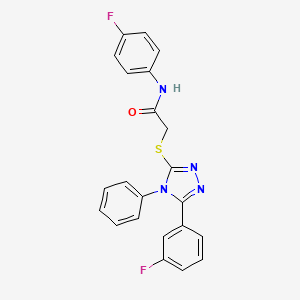 molecular formula C22H16F2N4OS B3454249 N-(4-fluorophenyl)-2-{[5-(3-fluorophenyl)-4-phenyl-4H-1,2,4-triazol-3-yl]thio}acetamide 