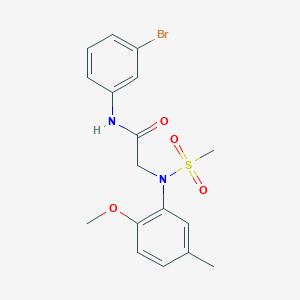 molecular formula C17H19BrN2O4S B3454292 N-(3-bromophenyl)-2-(2-methoxy-5-methyl-N-methylsulfonylanilino)acetamide 