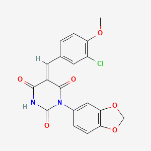 1-(1,3-benzodioxol-5-yl)-5-(3-chloro-4-methoxybenzylidene)-2,4,6(1H,3H,5H)-pyrimidinetrione