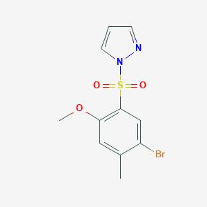 molecular formula C11H11BrN2O3S B345437 1-[(5-bromo-2-methoxy-4-methylphenyl)sulfonyl]-1H-pyrazole CAS No. 956979-11-6