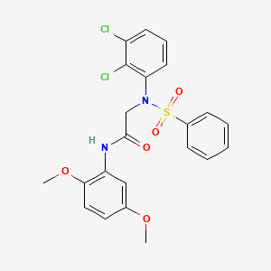 molecular formula C22H20Cl2N2O5S B3454383 2-[N-(benzenesulfonyl)-2,3-dichloroanilino]-N-(2,5-dimethoxyphenyl)acetamide 