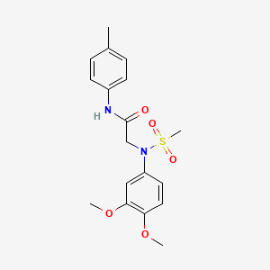 molecular formula C18H22N2O5S B3454393 N~2~-(3,4-dimethoxyphenyl)-N~1~-(4-methylphenyl)-N~2~-(methylsulfonyl)glycinamide 