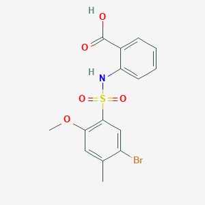 molecular formula C15H14BrNO5S B345442 2-{[(5-溴-2-甲氧基-4-甲基苯基)磺酰]氨基}苯甲酸 CAS No. 886120-12-3