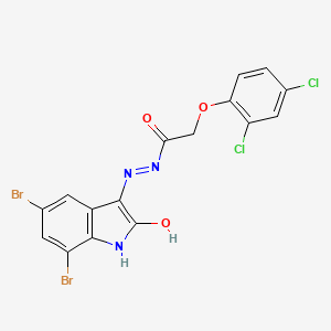 molecular formula C16H9Br2Cl2N3O3 B3454472 N'-(5,7-dibromo-2-oxo-1,2-dihydro-3H-indol-3-ylidene)-2-(2,4-dichlorophenoxy)acetohydrazide CAS No. 5225-78-5