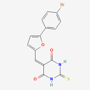 molecular formula C15H9BrN2O3S B3454525 5-{[5-(4-BROMOPHENYL)FURAN-2-YL]METHYLIDENE}-2-SULFANYLIDENE-1,3-DIAZINANE-4,6-DIONE 