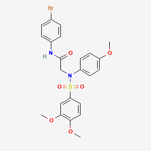 molecular formula C23H23BrN2O6S B3454543 N~1~-(4-bromophenyl)-N~2~-[(3,4-dimethoxyphenyl)sulfonyl]-N~2~-(4-methoxyphenyl)glycinamide 