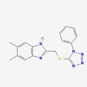 molecular formula C17H16N6S B3454639 5,6-dimethyl-2-[(1-phenyltetrazol-5-yl)sulfanylmethyl]-1H-benzimidazole 