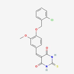 5-({4-[(2-CHLOROPHENYL)METHOXY]-3-METHOXYPHENYL}METHYLIDENE)-2-SULFANYLIDENE-1,3-DIAZINANE-4,6-DIONE