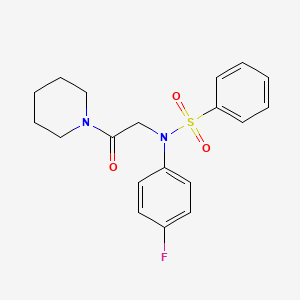 molecular formula C19H21FN2O3S B3454870 N-(4-fluorophenyl)-N-[2-oxo-2-(1-piperidinyl)ethyl]benzenesulfonamide 