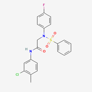 molecular formula C21H18ClFN2O3S B3454914 N~1~-(3-chloro-4-methylphenyl)-N~2~-(4-fluorophenyl)-N~2~-(phenylsulfonyl)glycinamide 