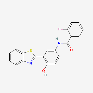 molecular formula C20H13FN2O2S B3454993 N-[3-(1,3-benzothiazol-2-yl)-4-hydroxyphenyl]-2-fluorobenzamide 