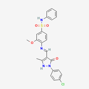 molecular formula C24H21ClN4O4S B3455142 4-({[1-(4-chlorophenyl)-3-methyl-5-oxo-1,5-dihydro-4H-pyrazol-4-ylidene]methyl}amino)-3-methoxy-N-phenylbenzenesulfonamide 