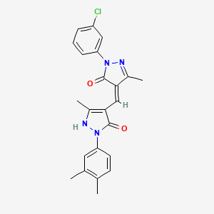 molecular formula C23H21ClN4O2 B3455152 4-{[1-(3-chlorophenyl)-5-hydroxy-3-methyl-1H-pyrazol-4-yl]methylene}-2-(3,4-dimethylphenyl)-5-methyl-2,4-dihydro-3H-pyrazol-3-one 