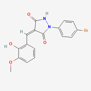 molecular formula C17H13BrN2O4 B3455231 1-(4-bromophenyl)-4-(2-hydroxy-3-methoxybenzylidene)-3,5-pyrazolidinedione 