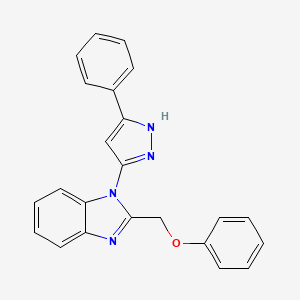 molecular formula C23H18N4O B3455243 2-(phenoxymethyl)-1-(3-phenyl-1H-pyrazol-5-yl)-1H-benzimidazole 