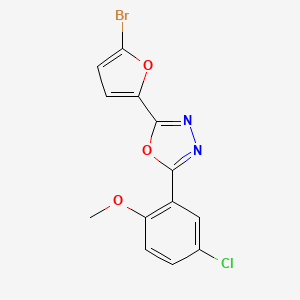 molecular formula C13H8BrClN2O3 B3455254 2-(5-bromo-2-furyl)-5-(5-chloro-2-methoxyphenyl)-1,3,4-oxadiazole 