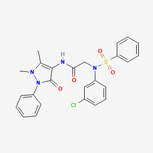 molecular formula C25H23ClN4O4S B3455282 N~2~-(3-chlorophenyl)-N-(1,5-dimethyl-3-oxo-2-phenyl-2,3-dihydro-1H-pyrazol-4-yl)-N~2~-(phenylsulfonyl)glycinamide 