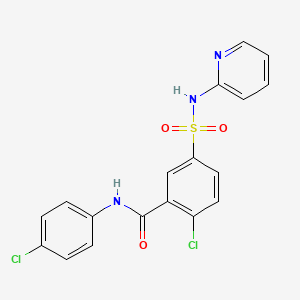 molecular formula C18H13Cl2N3O3S B3455378 2-chloro-N-(4-chlorophenyl)-5-[(2-pyridinylamino)sulfonyl]benzamide 