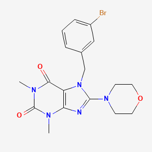 molecular formula C18H20BrN5O3 B3455424 7-[(3-BROMOPHENYL)METHYL]-1,3-DIMETHYL-8-(MORPHOLIN-4-YL)-2,3,6,7-TETRAHYDRO-1H-PURINE-2,6-DIONE 