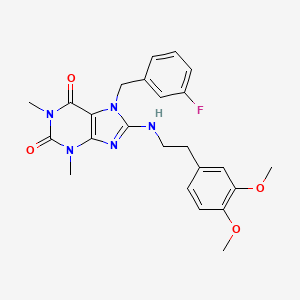 molecular formula C24H26FN5O4 B3455431 8-{[2-(3,4-dimethoxyphenyl)ethyl]amino}-7-(3-fluorobenzyl)-1,3-dimethyl-3,7-dihydro-1H-purine-2,6-dione 