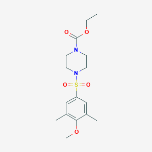 molecular formula C16H24N2O5S B345553 Ethyl 4-[(4-methoxy-3,5-dimethylphenyl)sulfonyl]piperazinecarboxylate CAS No. 898647-67-1
