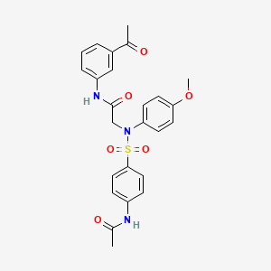 molecular formula C25H25N3O6S B3455553 N~2~-{[4-(acetylamino)phenyl]sulfonyl}-N~1~-(3-acetylphenyl)-N~2~-(4-methoxyphenyl)glycinamide 