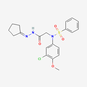 molecular formula C20H22ClN3O4S B3455596 N-(3-chloro-4-methoxyphenyl)-N-[2-(2-cyclopentylidenehydrazino)-2-oxoethyl]benzenesulfonamide 