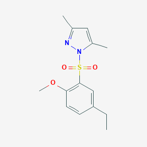 molecular formula C14H18N2O3S B345568 1-[(5-ethyl-2-methoxyphenyl)sulfonyl]-3,5-dimethyl-1H-pyrazole CAS No. 957493-85-5