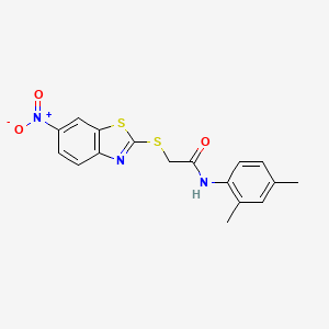 molecular formula C17H15N3O3S2 B3455692 N-(2,4-dimethylphenyl)-2-[(6-nitro-1,3-benzothiazol-2-yl)thio]acetamide 