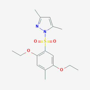 molecular formula C16H22N2O4S B345572 1-[(2,5-diethoxy-4-methylphenyl)sulfonyl]-3,5-dimethyl-1H-pyrazole CAS No. 1015846-27-1