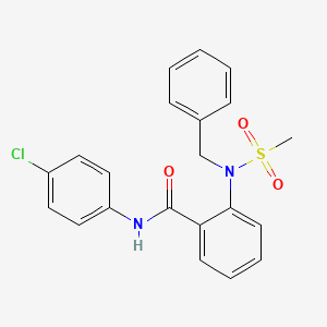 molecular formula C21H19ClN2O3S B3455779 2-[benzyl(methylsulfonyl)amino]-N-(4-chlorophenyl)benzamide 