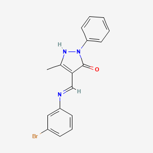 molecular formula C17H14BrN3O B3456060 4-{[(3-bromophenyl)amino]methylene}-5-methyl-2-phenyl-2,4-dihydro-3H-pyrazol-3-one 