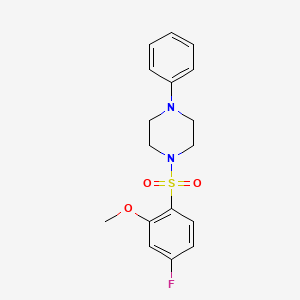 molecular formula C17H19FN2O3S B3456118 1-[(4-fluoro-2-methoxyphenyl)sulfonyl]-4-phenylpiperazine 