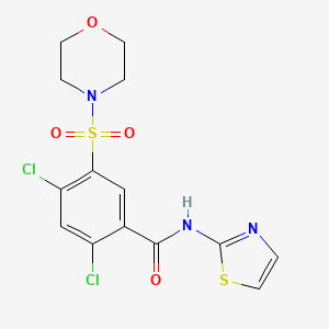 molecular formula C14H13Cl2N3O4S2 B3456197 2,4-dichloro-5-(4-morpholinylsulfonyl)-N-1,3-thiazol-2-ylbenzamide 