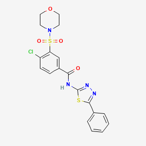molecular formula C19H17ClN4O4S2 B3456224 4-chloro-3-(4-morpholinylsulfonyl)-N-(5-phenyl-1,3,4-thiadiazol-2-yl)benzamide 