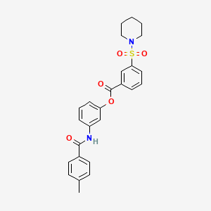 molecular formula C26H26N2O5S B3456227 3-[(4-methylbenzoyl)amino]phenyl 3-(1-piperidinylsulfonyl)benzoate 