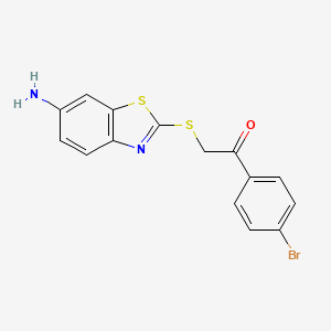 molecular formula C15H11BrN2OS2 B3456319 2-[(6-amino-1,3-benzothiazol-2-yl)thio]-1-(4-bromophenyl)ethanone 