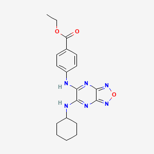 molecular formula C19H22N6O3 B3456326 ethyl 4-{[6-(cyclohexylamino)[1,2,5]oxadiazolo[3,4-b]pyrazin-5-yl]amino}benzoate 