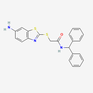 molecular formula C22H19N3OS2 B3456334 2-[(6-amino-1,3-benzothiazol-2-yl)thio]-N-(diphenylmethyl)acetamide 
