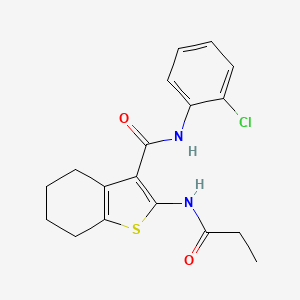 molecular formula C18H19ClN2O2S B3456341 N-(2-chlorophenyl)-2-(propionylamino)-4,5,6,7-tetrahydro-1-benzothiophene-3-carboxamide 