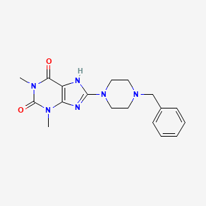 molecular formula C18H22N6O2 B3456368 8-(4-benzyl-1-piperazinyl)-1,3-dimethyl-3,7-dihydro-1H-purine-2,6-dione 