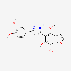 molecular formula C21H20N2O6 B3456369 5-[5-(3,4-dimethoxyphenyl)-1H-pyrazol-3-yl]-4,7-dimethoxy-1-benzofuran-6-ol 