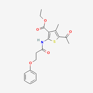 molecular formula C19H21NO5S B3456444 ethyl 5-acetyl-4-methyl-2-[(3-phenoxypropanoyl)amino]-3-thiophenecarboxylate 