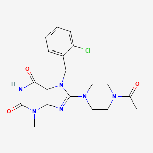 molecular formula C19H21ClN6O3 B3456485 8-(4-acetyl-1-piperazinyl)-7-(2-chlorobenzyl)-3-methyl-3,7-dihydro-1H-purine-2,6-dione 