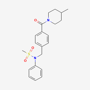 molecular formula C21H26N2O3S B3456493 N-{4-[(4-methyl-1-piperidinyl)carbonyl]benzyl}-N-phenylmethanesulfonamide 